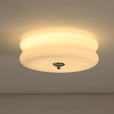Modern LED Flush Mount Ceiling Light with Glass Shade and 3 Color Light Emitting