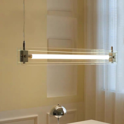 Modern Metal Island Light with Clear Glass Shade - LED Bulbs