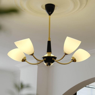 Elegant Glass Chandelier featuring Modern and Energy-efficient Design in Gold