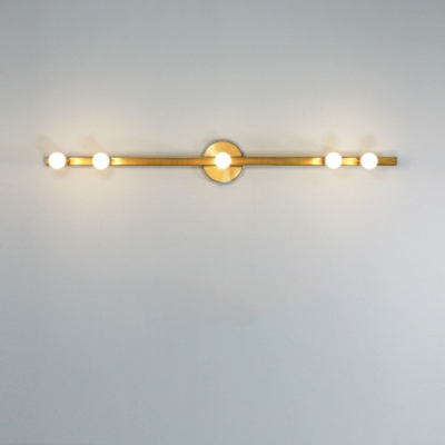 Gold Straight Metal Vanity Light with Modern LED/Incandescent/Fluorescent Lighting