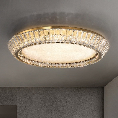 Modern Gold Antler Flush Mount Ceiling Light with Acrylic White Shade and Clear Crystal Accents