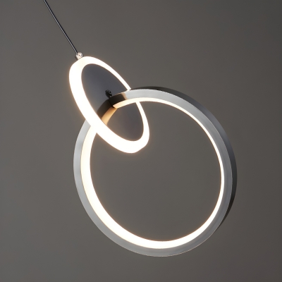 Two-Light Modern Metal Pendant with Silica Gel Shade and Adjustable Hanging Length