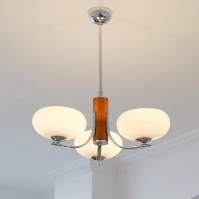 Contemporary Metal Chandelier with Glass Shade and Adjustable Hanging Length