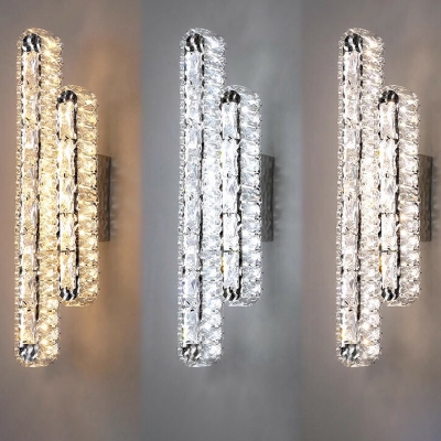 Elegant Crystal Wall Sconce with Adjustable Warm, White, and Neutral Lighting