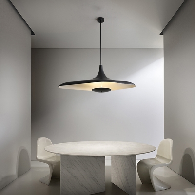 Modern Metal Pendant Light with Warm LED Bulb and Glass Shade