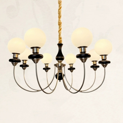 Stunning Modern Steel Chandelier with Opalescent Glass Shades and Adjustable Hanging Length