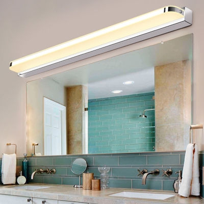 Stylish Contemporary Silver LED Vanity Light - Straight Shape with Steel Construction