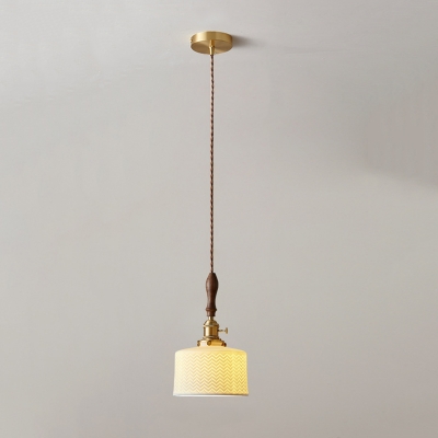 Modern Ceramic Pendant Light with Adjustable Hanging Length and Metal Cord Mounting