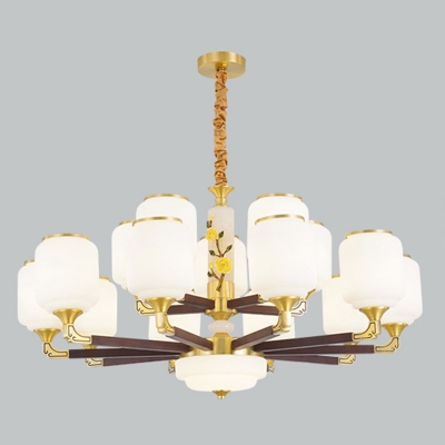Modern LED Chandelier with Glass Shades and Adjustable Hanging Length