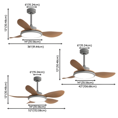 Modern Metal Ceiling Fan with 5 Plastic Blades and LED Light