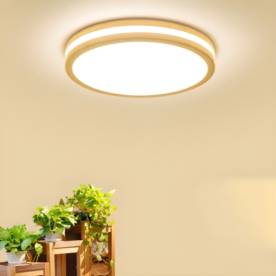 Modern Wood Flush Mount Ceiling Light with Dimming LED Bulbs in Third Gear