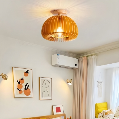 Modern Wood Semi-Flush Ceiling Light with LED/Incandescent/Fluorescent for Residential Use