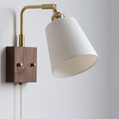 Pretty and Elegant Ceramic Modern 1-Light Wall Lamp with Pull Chain Switch and LED Bulb