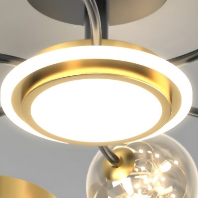 Gold Modern Close To Ceiling Light with Glass Shades for Residential Use