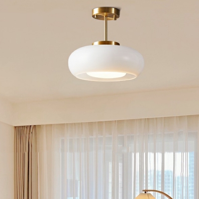 Metal Ceiling Light with Glass Shade and LED Bulb for Living Room