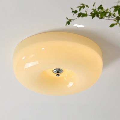Metallic Contemporary LED Flush Mount Ceiling Light with Glass Shade and 3 Color Light Technology