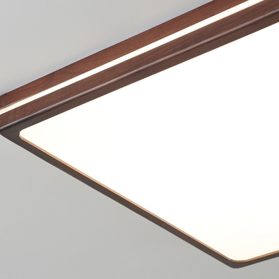 Modern LED Bulbs Walnut Wood Acrylic Shade Flush Mount Ceiling Light
