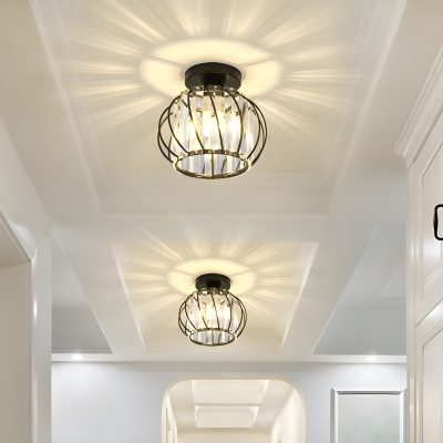 Modern Semi-Flush Mount Ceiling Light with Crystal, Clear Shade