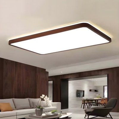 Modern Wood Flush Mount Ceiling Light with Ambient Walnut Shade