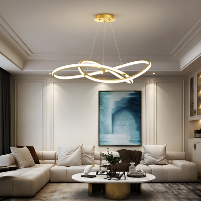 Sleek Metal LED Chandelier with Adjustable Hanging Length in Modern Design for Residential Use