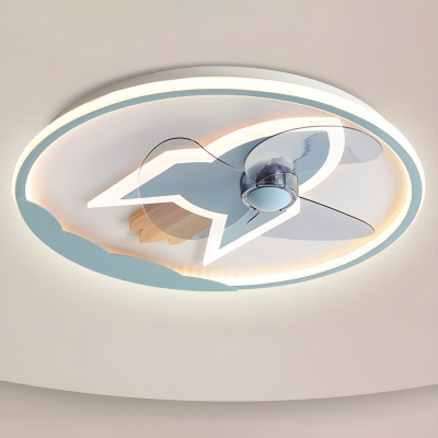 Clear Blade Modern Ceiling Light with Stepless Dimming Remote Control - Flushmount Ceiling Fan