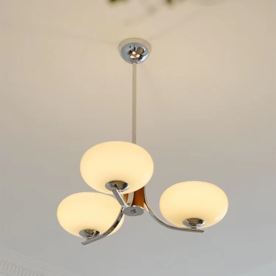 Contemporary Metal Chandelier with Glass Shade and Adjustable Hanging Length