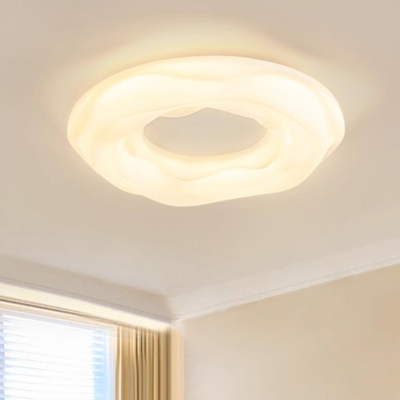 Sleek Metal LED Bulb Modern Flush Mount Ceiling Light with Ambiance-Enhancing Plastic Shade