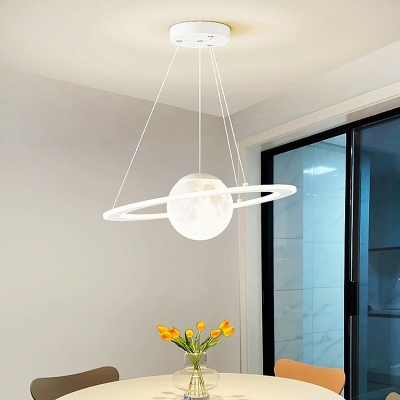 Stylish Modern LED Chandelier with Adjustable Hanging Length in  sleek White