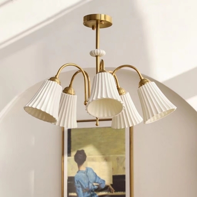 Modern Chandelier with Ceramic Down Lighting and Adjustable Hanging Length