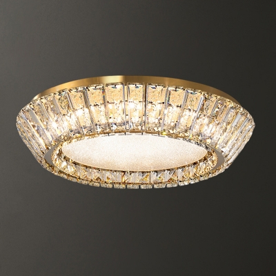 Modern Gold Antler Flush Mount Ceiling Light with Acrylic White Shade and Clear Crystal Accents