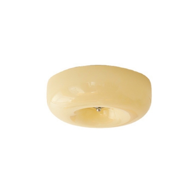 Modern LED Flush Mount Ceiling Light with 3 Color Light, Glass Shade and Metal Material