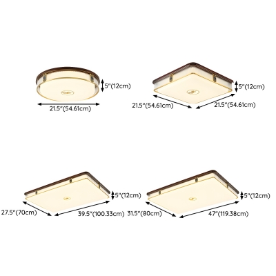 Modern LED Flush Mount Ceiling Light with Walnut Shade in 3 Color Light for Residential Use