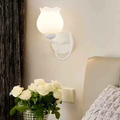 Modern LED Indoor Wall Lamp with Metal Frame and Glass Shade