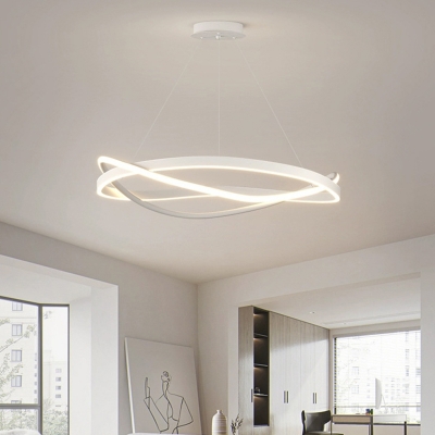 Stylish Modern Chandelier with LED Bulbs, Adjustable Hanging Length and Silica Gel Shade