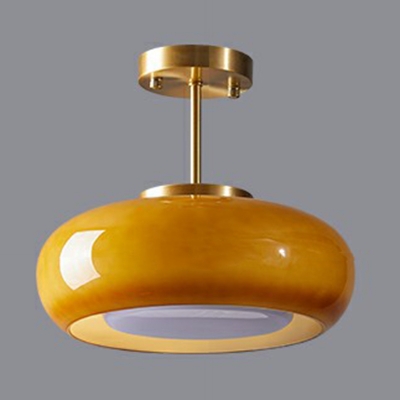 Metal Ceiling Light with Glass Shade and LED Bulb for Living Room