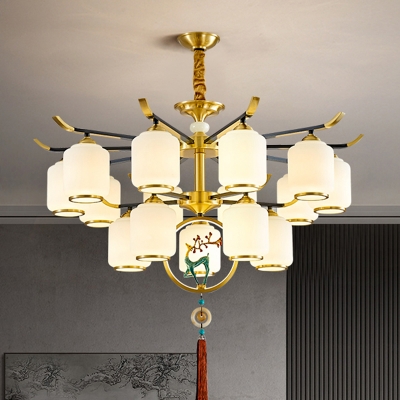Modern LED Chandelier with Glass Shade in Metal Material for Residential Use