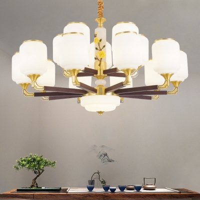 Modern LED Chandelier with Glass Shades and Adjustable Hanging Length