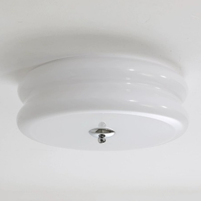 Modern LED Flush Mount Ceiling Light with Glass Shade and 3 Color Light Emitting