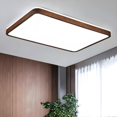Modern Wood Flush Mount Ceiling Light with Ambient Walnut Shade