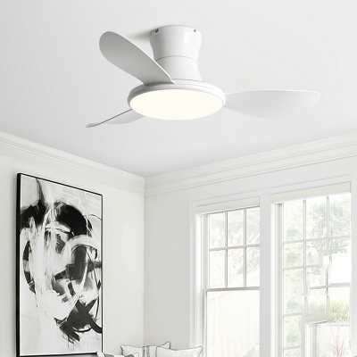 Modern Acrylic Flushmount Ceiling Fan with Remote Control and Dimmable Light