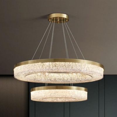 Modern Chandelier with Clear Resin Shade and Adjustable Hanging Length in Metal