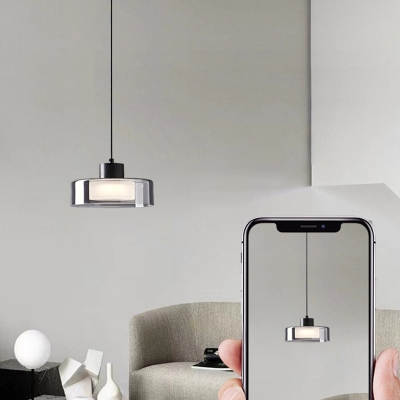 Modern LED Glass Cylinder Pendant Light with Adjustable Hanging Length in Clear Color
