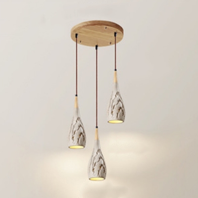 Modern Simple Wood Pendant Light with Adjustable Hanging Length for Bedroom