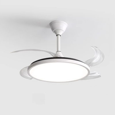 White 4-Blade Modern Ceiling Fan with Dimming LED Light and Downrod Mounting