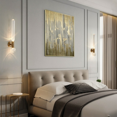 Elegant 2-Light LED Wall Sconces with Warm Glass Shades for Bedroom