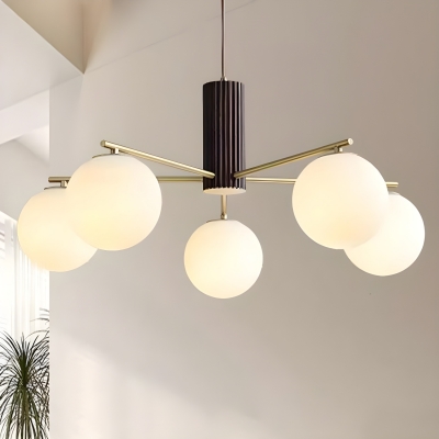 Elegant Metal Chandelier with Glass Shades and Adjustable Length - Perfect for Modern Homes