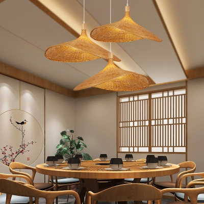 Modern Bamboo Pendant Light with Adjustable Hanging Length and Metal Hardware