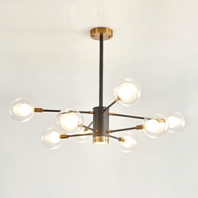 Modern Iron Chandelier with Clear Glass and Adjustable Hanging Length Bulb Not Included