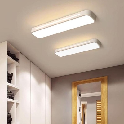 Rectangle Metallic Modern Flush Mount Close To Ceiling Light with LED Bulbs for Residential Use