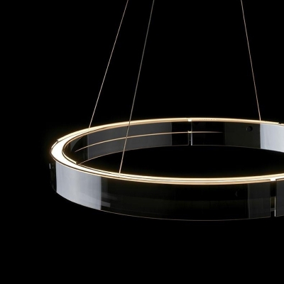 Two-Tier Modern LED Chandelier: Black Metal, Adjustable Length, Glass Shade